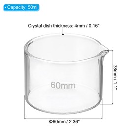 PATIKIL 50ml Crystallizing Dish, Borosilicate Glass Crystallizing Dished with Spout Flat Bottom Lab Dish Evaporation Dishes Transparent for Laboratory Kitchen Science Classroom