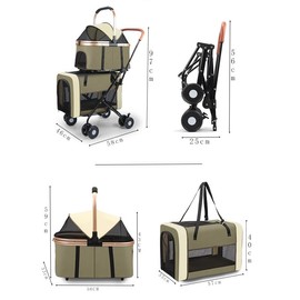 YYW Double Pet Stroller for Small Dogs & Cats - 4 in 1 Foldable Dog Stroller with 2 Detachable Carriers, Lockable Wheels & Safety Belts, Ideal for Multi-Pet Homes Walks & Travel(Black)