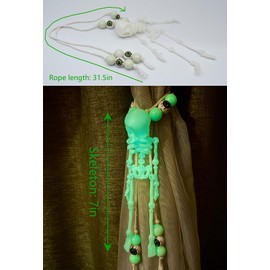 Halloween Curtain Tiebacks Glow in The Dark Skeleton Curtain Holders for Halloween Decor, 2pcs
