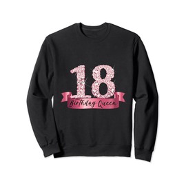 Birthday Queen I Pink 18th Number & Ribbon Banner Outfit Sweatshirt