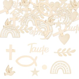 Scatter Decoration, Pack of 180 Confetti Decoration Christening, Rainbow Wood, Rainbow Decoration for Confirmation, Communion, Confirmation, Baby Shower Party, Christening Decoration, Wooden Stars for