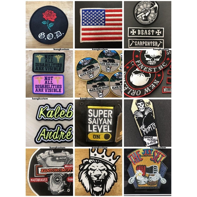 Custom Embroidered Bottom Rocker Patch - Name Tag Biker Motorcycle