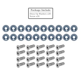 Rolling Gears JDM Aluminum Fender Bumper Washer Bolt Kit, 20 Sets, M6 x 20mm Engine Bay Fasteners (Gray)