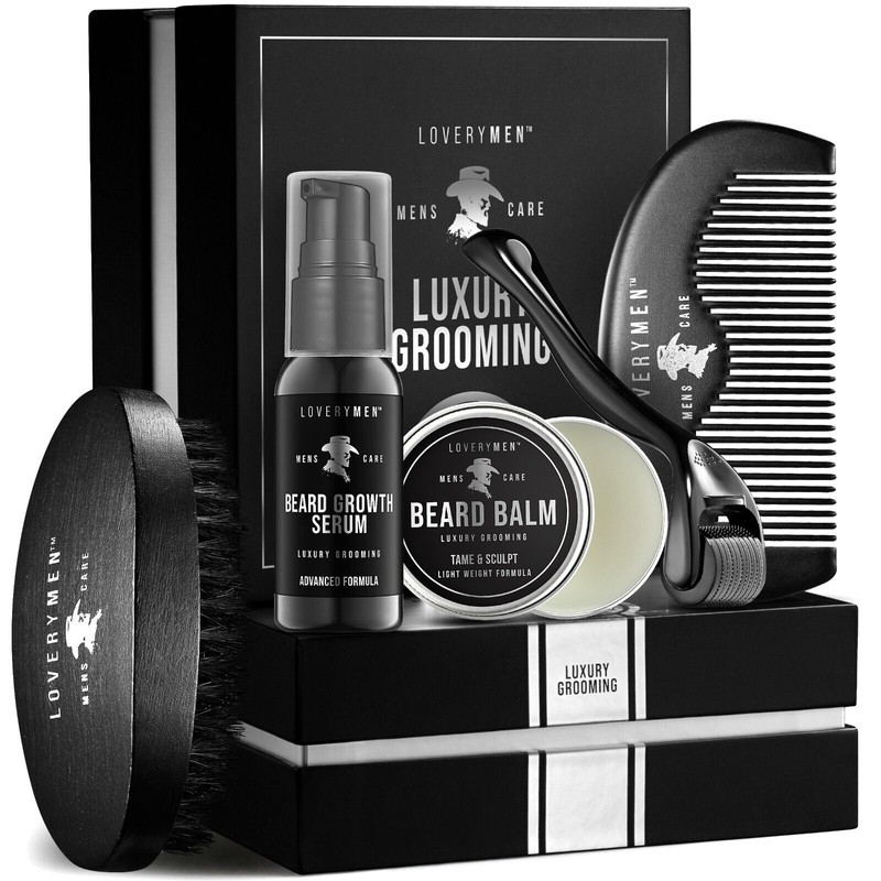 Lovery 5-Pc Beard Growth Kit-Ultimate Beard Care Set-Mens gift for