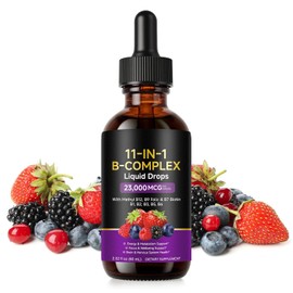 Vitamin B Complex Drop for Women & Men, 11-in-1 B Vitamins, 23000mcg Per Serving, Vitamin B3 B6 B12 B1 for Cellular Energy & Mental Clarity, Immune System Support, Berry Flavor|60 ML