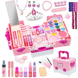 Kids Makeup Sets For Girls - 57PCS Girls Toys Children Makeup Set Washable Make Up Set for Little Girls,Princess Play Kids Toys Presents,Teenage Gifts Christmas Birthday For Age 4-12 Year Old (Pink)
