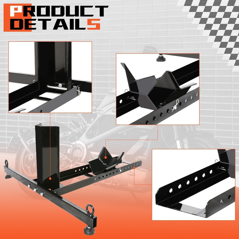 ECOTRIC Motorcycle Wheel Chock Stand Upright 1800lb Capacity, Adjustable Motorcycle