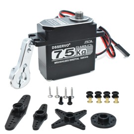 HOOYIJ 75KG Brushless Servo IP68 Underwater Waterproofing High Voltage High Torque Steering Digital RC Servo All Aluminum Case for 1/8 1/10 RC Car Crawler Off-Road Truck Buggy Robot Boat 270 Degree