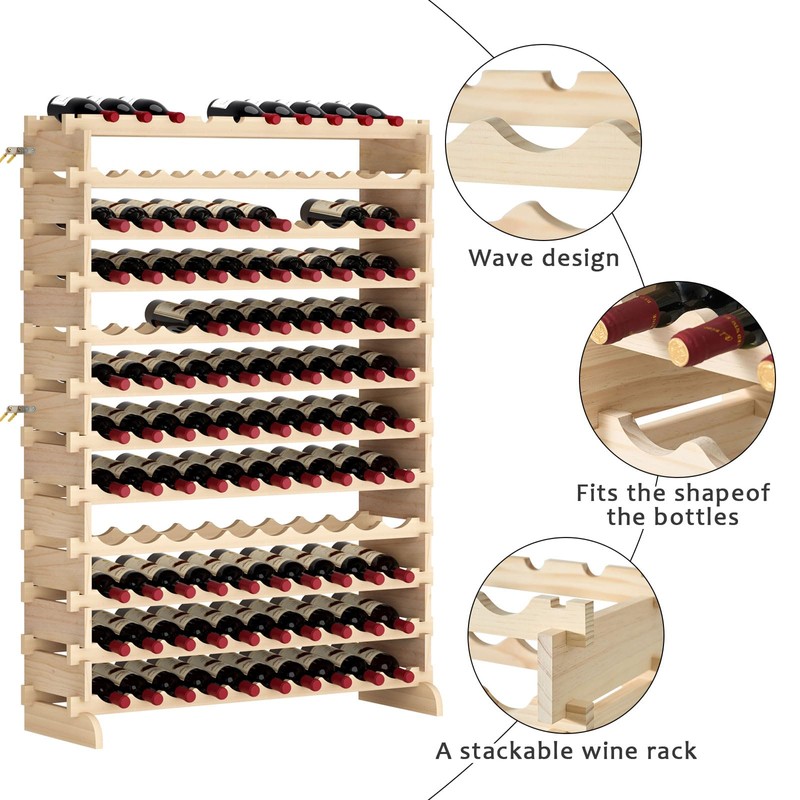 SogesHome Wine Rack Wood Storage Rack Stand, 120 Bottles Holder,