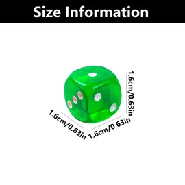 10 Pcs Dice, Mulitcolor 6 Sided Dice Set, 16mm Acrylic Dices Set, Clear Square-Corner Dice For Birthday Party, Bar, Stacking, Board Games, Math Game Party Favor, Teaching Math