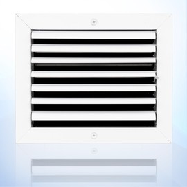 8" x 10" Duct Hole [9.6" x 11.6" Face] Aluminum 1-Way Vent Cover: Adjustable Curved Blade Air Supply Diffuser - Plastic Seal for Tight Fit, Quiet Air Flow, Multi-Shutter Damper