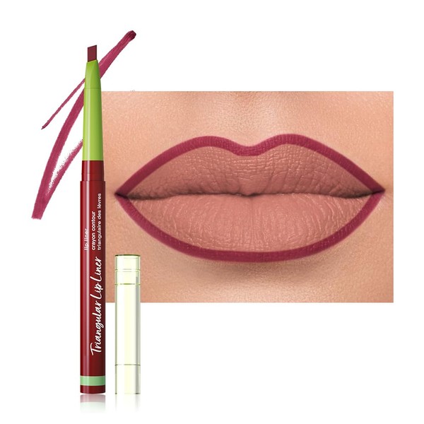 evpct Maroon Triangle Lip Liner Pencil Stick for Women, Retractable