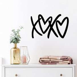 Vinyl Wall Art Decal - XOXO - 10" x 16" - Kisses & Hugs Modern Inspirational Quote Sticker for Couples Home Office Boyfriend Girlfriend Bedroom Valentine's Day Decor (Black)