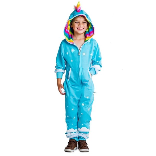 Tipsy Elves Youth Light Blue Unicorn Halloween Costume Jumpsuit with