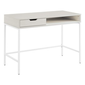 OSP Home Furnishings Contempo 40-Inch Home Office Desk with Drawer and Storage Shelf, White Oak