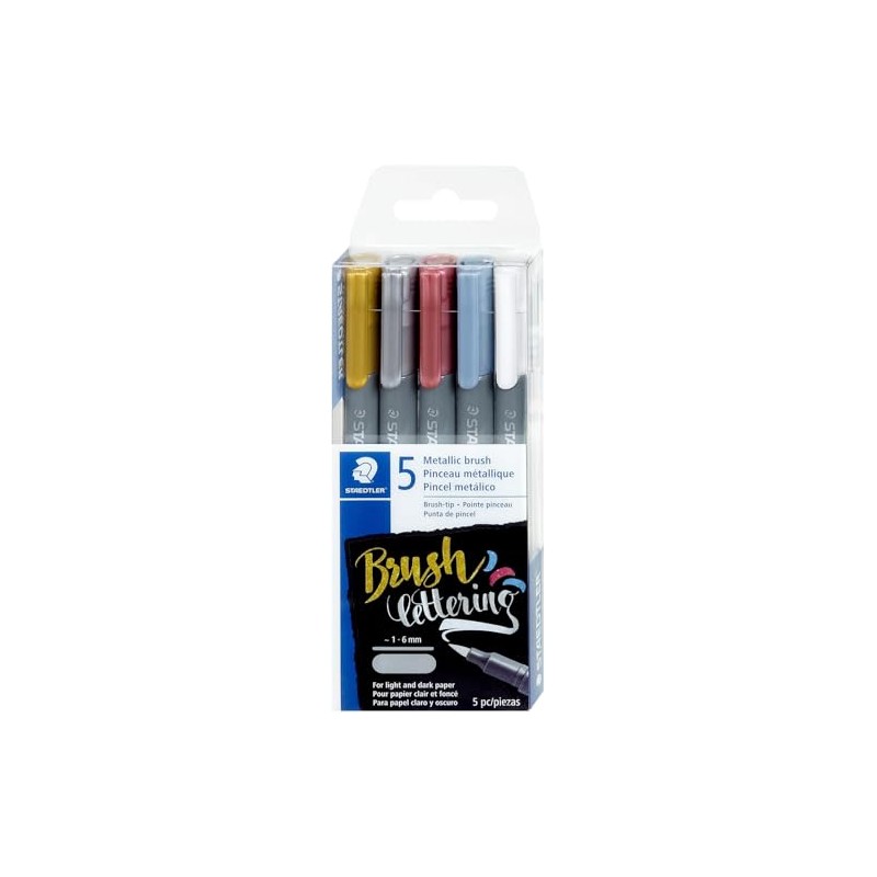 STAEDTLER - Bolígrafos de pincel metálico, 5 unidades