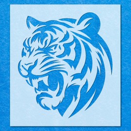 Tiger Safari Wild Stencil: Mylar Airbrush Wall Art Painting Crafts | DIY-A4 Stencil - Design Size (190 x 170 mm)