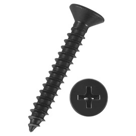 Kozelo 50pcs Phillips Flat Head Wood Screws - [#6x1"] 304 Stainless Steel Countersunk Self Tapping Screws for Furniture Assembly, Interior Trim, Outdoor Construction, Black