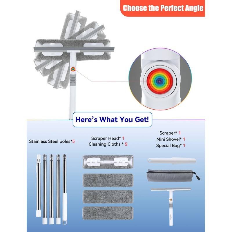 CTIME 80" Window Washing Kit with Extension Pole : Professional