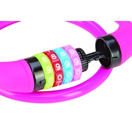 Prophete Bicycle Lock for Children 4 Digit Combination Cable Lock Free Coding Dimensions 650mm Diameter 10mm Pink