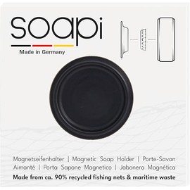 Soapi - Floating Soap Holder Magnet for Gluing - Wall Magnetic Holder for Soap - Shelf Soap Dish Magnetic Soap Holder No Drilling / Suction Cup (1, Black)