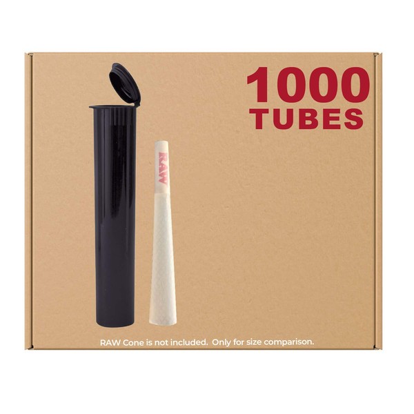 W Gallery 1000 Black 98mm Tubes, Pop Top Joints Are Open, Smell-Proof Pre-Roll Blunt J Doob Oil-Cartridge BPA-Free Plastic Container Holder Vial fits RAW Cones 98mm 84mm 83mm 98 Special 1 1/4, 80mm