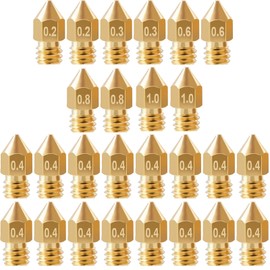 26Pcs Ender 3 Nozzles kit, MK8 Nozzles kit, Brass 3D Printer Nozzles 0.2/0.3/0.4/0.6/0.8/1.0mm Compatible for Creality Ender 3 Pro v2/Ender 3 Max/5 Pro/Ender 3 S1/Ender 3 Neo/CR10 3D Printer Nozzle,