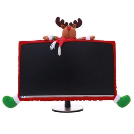 NIU MANG Christmas Computer Monitor Cover, Elastic Xmas Decorations Reindeer Computer Laptop Monitor Border Cover for Home Office Decor Year Gift Ideas