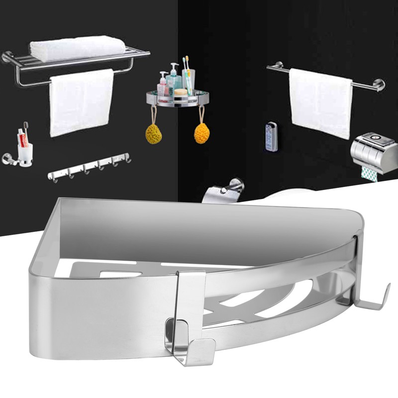 304 Stainless Steel Hollow Triangular Corner Shelf Shampoo Storage Rack