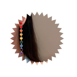 Cimenexe Bohemian Enamel Heart Tassel Dangle Earrings Enamel Rainbow Heart Drop Earrings Long Rainbow Heart Tassel Chain Earrings Small Heart Stud Earrings Jewellery for Women and Girls, Zinc, No