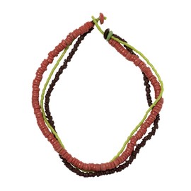 Handcrafted Ghanaian Diversity Layered Necklace Vibrant Recycled Glass Beads Celebrating Unity & Culture Jewlery for Women (Watermelon)