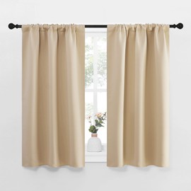 NICETOWN Blackout Room Darkening Curtains - Home Decoration Light & Noise Reducing Thermal Insulated Window Draperies with Rod Pocket Top (Biscotti Beige, 2 Panels, 29 inches Wide x 40 inches Long)