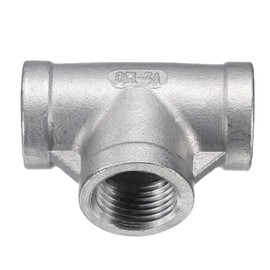 sourcing map Tee Pipe Fitting (1/2" x 1/2" x 1/2") NPT Female 304 Stainless Steel t Shaped 3 Way T-Connector for Industrial Connection Water Air Gas Oil Fuel