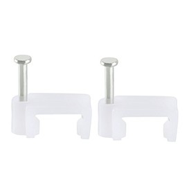 sourcing map Flat Cable Holder Nail Coaxial Tacks Wire Clamp 12 mm White Pack of 200