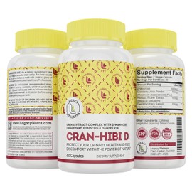 Legacy Wellness Cran-Hibi-D: D Mannose with Cranberry, Hibiscus & Dandelion Capsules - Urinary Tract Health - Natural Cleanse, Bladder Support, Detox Flush, Herbal UT Supplement Pills for Men & Women