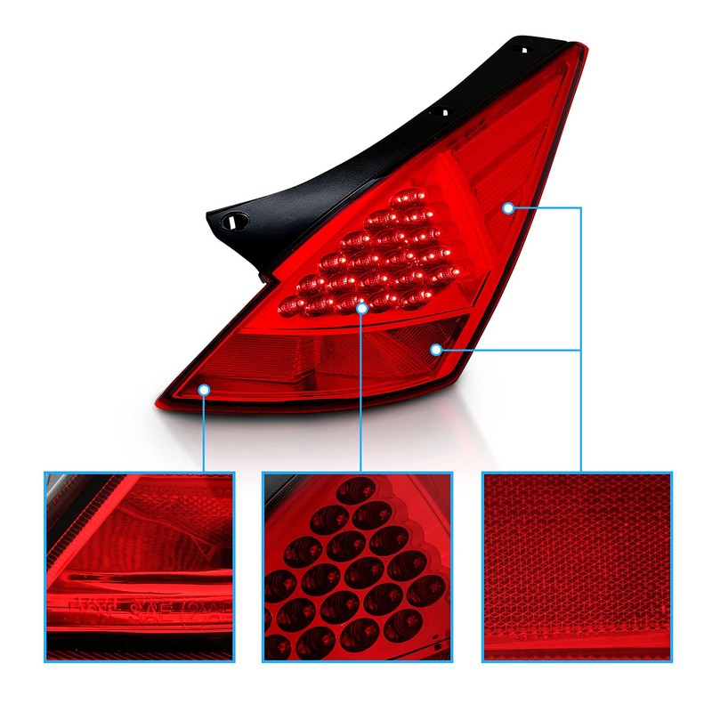 AmeriLite LED Replacement Taillights All Red Set For 350Z -