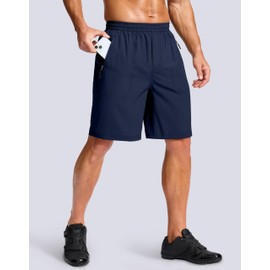 Bikewa Men's Mountain Bike Shorts 4D Padded Baggy Bicycle Biking Riding Lightweight Cycling Shorts with Zipper Pockets(Navy,L)