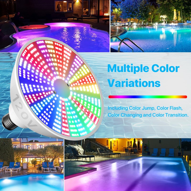 LED Pool Light Bulb: 120V 45W RGBW Pool Light for