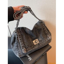 Mother's Day Gift, Fashion Denim Chain Purse Bag, 2025 Casual Versatile Crossbody Bag for Women, Trendy All-match Commuter Purse:_Navy Blue_one-size