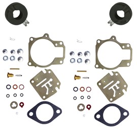 2 (Twin) Pack Venom Brand Carburetor Carb Rebuild Repair Kit with FLOAT, Compatible with Johnson Evinrude MANY 18 20 25 28 30 35 40 45 48 50 55 60 65 70 75 HP Outboard Motors) (SEE CHART For Fitment)