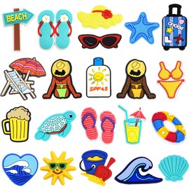 LUCLA Summer Shoe Charms, Beach Ocean Charms for Shoe Bag Decoration, Hawaii Bikini Swim Summer Accessories for Adults Women Teen Girls Kids