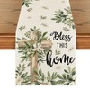 Artoid Mode Cross Olive Leaves Spring Table Runner,Seasonal Summer Easter