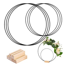 EACHPT Metal Rings for Crafts, 3-Piece Set Metal Ring with Base, Decorative Ring with Base 20 cm + 30 cm, Wooden Stand Wreath, Metal Ring for DIY Dream Catchers, Wedding Decorations and Christmas