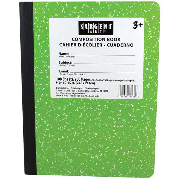 Sargent Art 100-Sheet Wide Ruled Composition Book, Green