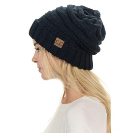 C.C Hat-100 - Gorro de punto con diseño de calavera, Marino, Talla única