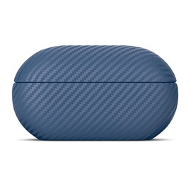 Haobobro Leather Case - for Beats Solo Buds Case Cover - Selected Skin-Friendly Leather, with Carbon Fibre Texture, Handmade Shockproof Protective Hard Cover for Beats Solo Buds 2024 - Blue