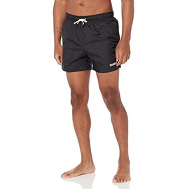 HUGO Men's Standard Small Logo Quick Dry Swim Trunks, Basic Black, X-Large