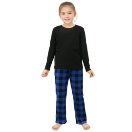 LNFINTDO Pyjamas for Kids Girls Christmas Pyjamas Set Winter Fleece Pjs 2pcs Long Sleeves Nightwear Tops & Plaid Bottoms Sets for 7-13 Years