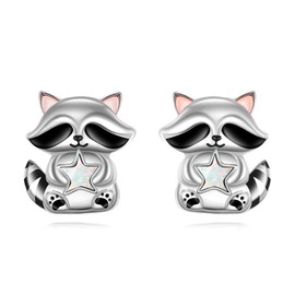 ONEFINITY Raccoon Earrings 925 Sterling Silver Raccoon Stud Earrings Animals Jewelry Gifts for Women