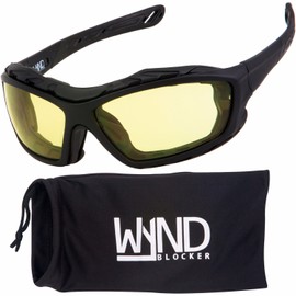 WYND Blocker Motorcycle Riding Glasses Extreme Sports Wrap Sunglasses (Black/Yellow)